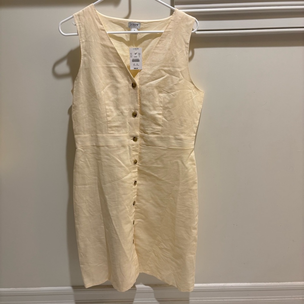 J. Crew Cream Button-Front Dress - Linen/Cotton - Size 10 - NWT - Send Offers